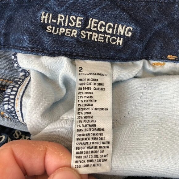 American Eagle Outfitters Womens Jeans 2 High Rise Jeggings Straight Blue Denim - Picture 8 of 14